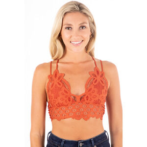 Rust Orange Crochet Lace Bralette - M